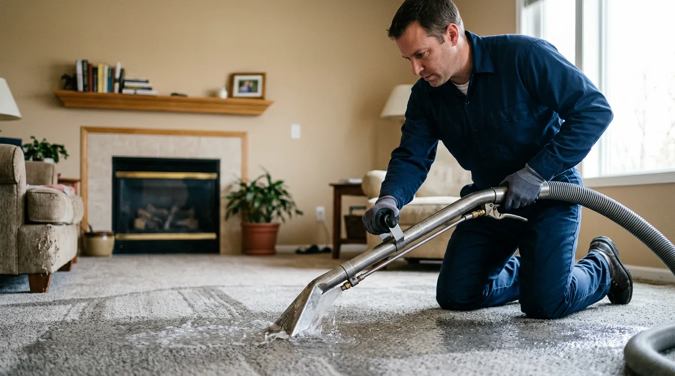 Water damage restoration technician working near Conrad, IA